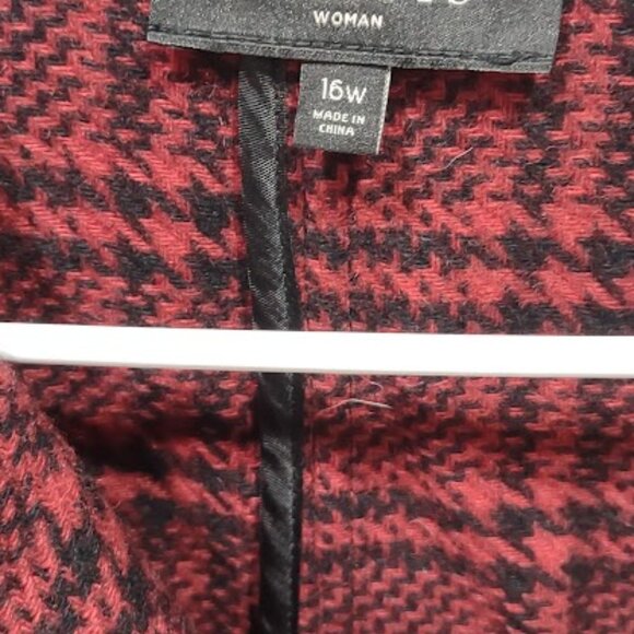 TALBOTS RED AND BLACK PLAID  WOOL AND VISCOSE BLAZER WOMEN'S 16W LIKE NEW - Picture 4 of 5